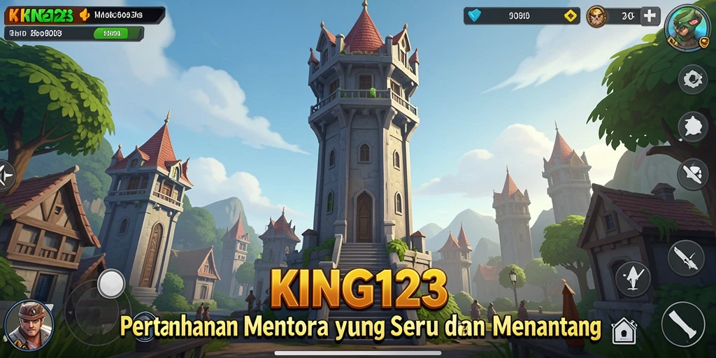 Screenshot KING123 menunjukkan strategi menara yang mendebarkan dalam pertahanan.