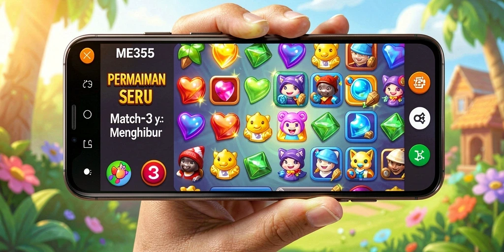 Tampilan gameplay seru dalam game Match-3 ME355.