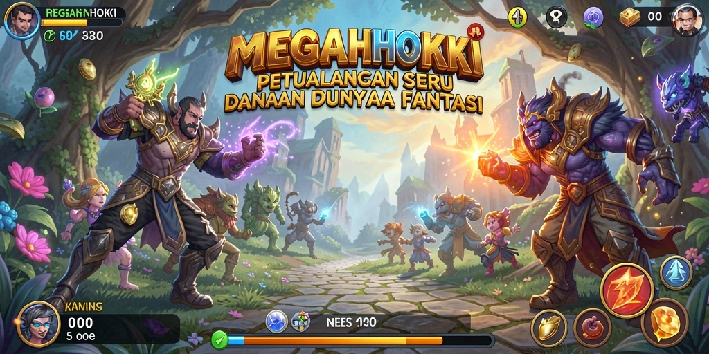 Gameplay MEGAHOKI yang seru dengan petualangan tanpa batas.
