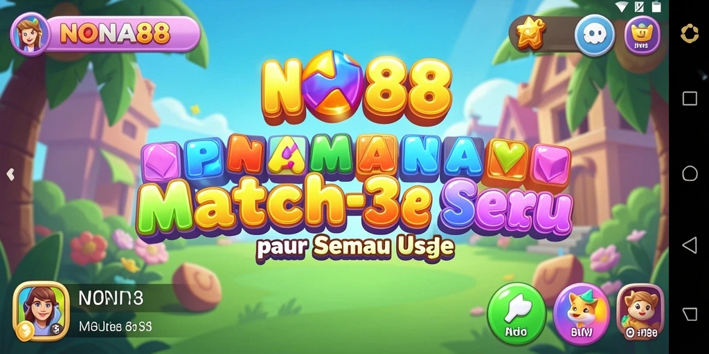 Tampilan seru gameplay NONA88 dengan tantangan Match-3 yang menyenangkan.